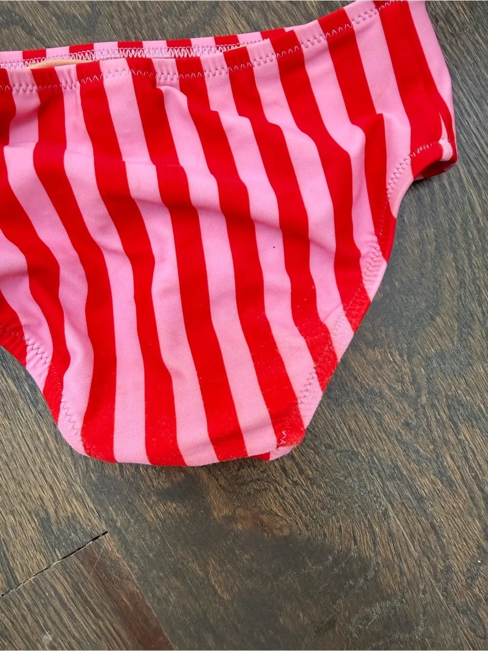 J. Crew Pink & Red Striped Ruffle-Shoulder Bikini